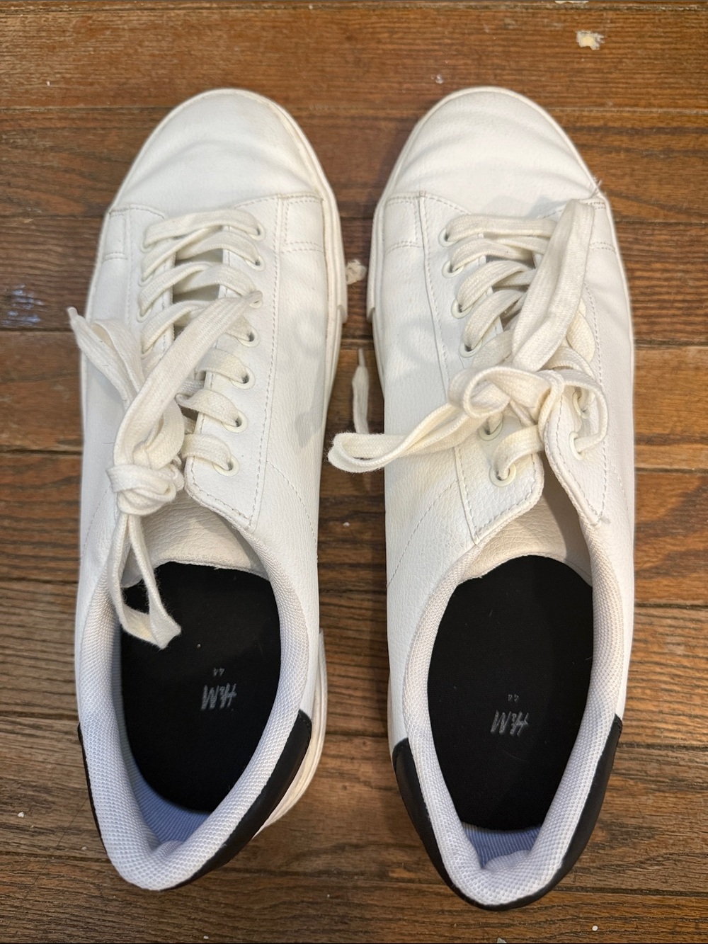 H&M White Sneakers with Black Heel Accent